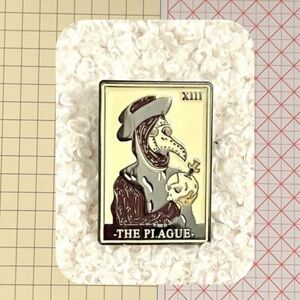 handmade The Plague tarot card enamel pin brooch